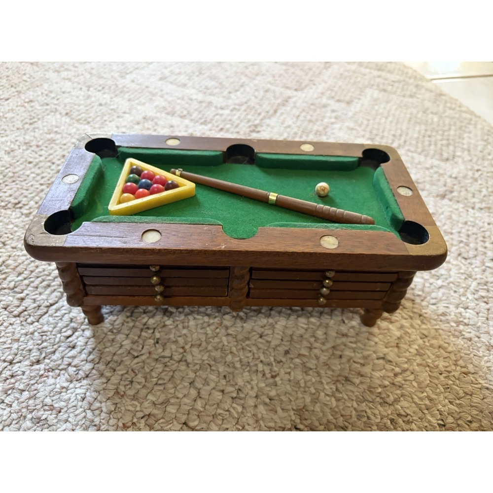 Vintage Enesco 1970's  Pool Table Cork Coaster Set Bar Decor